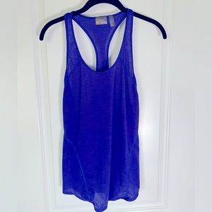 Zella blue semi-sheer racer back tank top - EUC size M